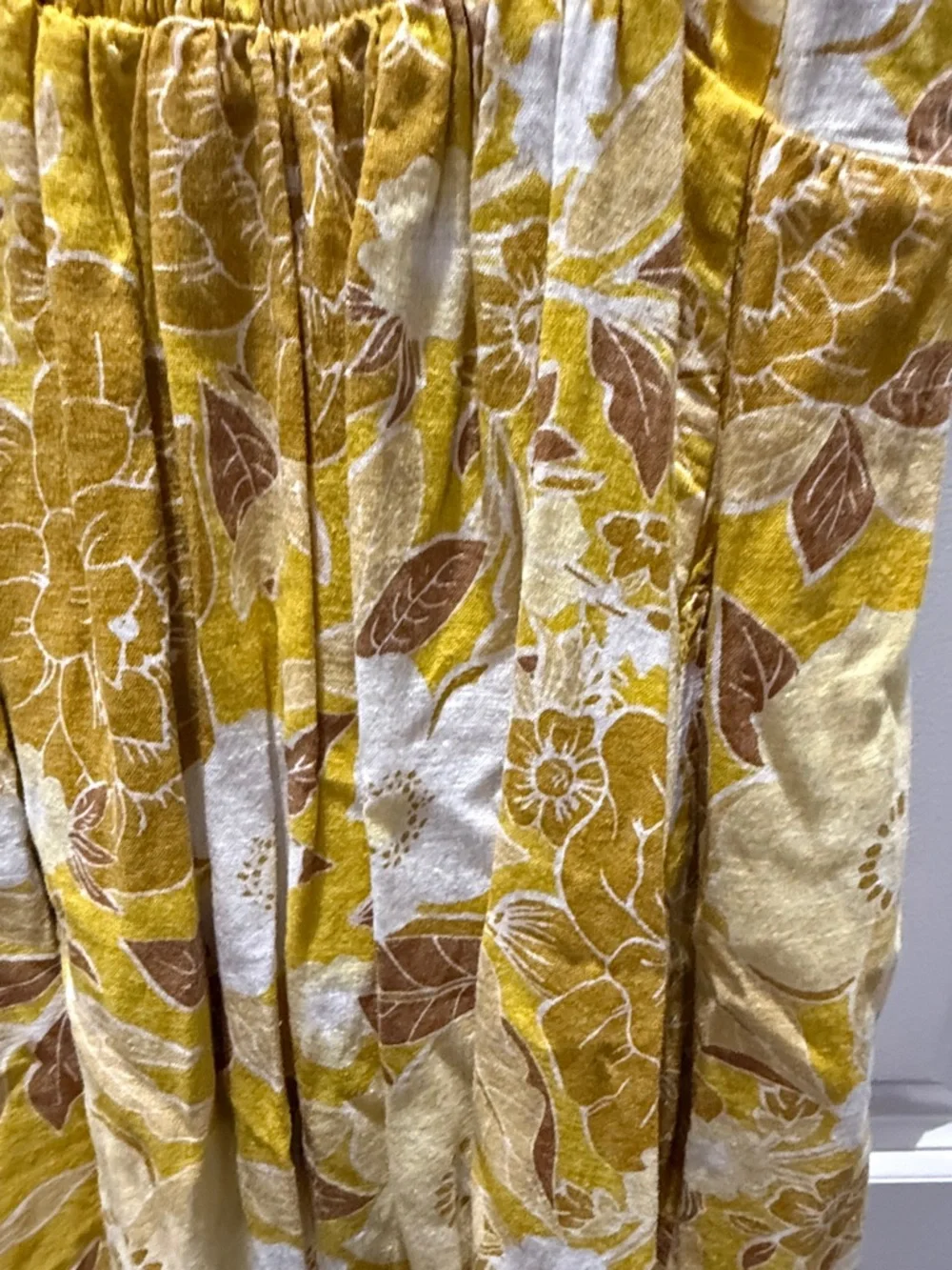 Abercrombie & Fitch Yellow Gold Floral Linen Maxi Dress